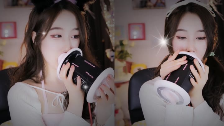 asmr绮夏 双马尾露脸 略略略 吹气 口腔音